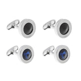 Men's Round Sapphire Zircon Cufflinks for Tuxedo Dress Shirts