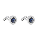 Men's Round Sapphire Zircon Cufflinks for Tuxedo Dress Shirts