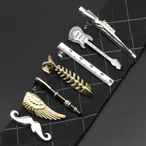 Men's Metal Tie Clip Airplane Beard Sword Dinosaur Pen Guitar Shape