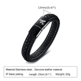 Men's ID Leather Bracelet Stainless Steel Magnetic Clasp Gift