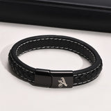 Men's ID Leather Bracelet Stainless Steel Magnetic Clasp Gift