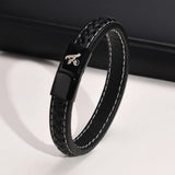 Men's ID Leather Bracelet Stainless Steel Magnetic Clasp Gift