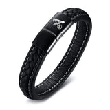 Men's ID Leather Bracelet Stainless Steel Magnetic Clasp Gift