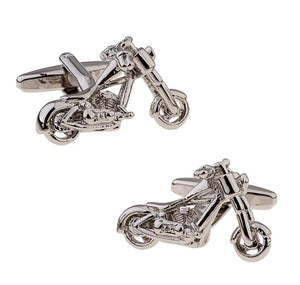 Men's Motorcycle Cufflinks Copper Silver