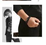 Men's Hand Woven Beaded Bracelet Coffee Punk Vintage Jewelry