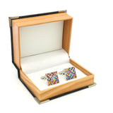 Men's Multicolour Square Cuff Links Flower