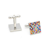 Men's Multicolour Square Cuff Links Flower