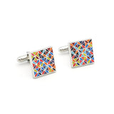 Men's Multicolour Square Cuff Links Flower