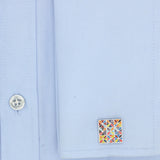 Men's Multicolour Square Cuff Links Flower