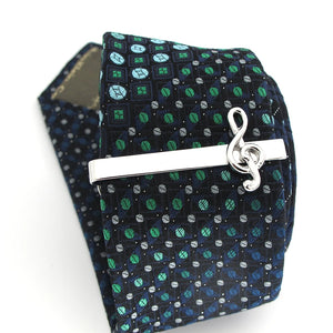 Men's Music Note Tie Clips in Copper and Silver
