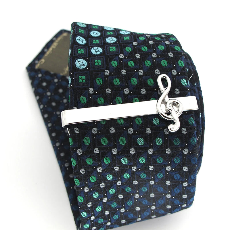 Men's Music Note Tie Clips in Copper and Silver