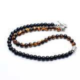 Men's Tiger Eye Chakra Necklace 6mm Beads Stainless Steel Chain