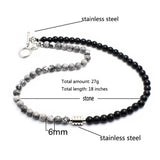 Men's Tiger Eye Chakra Necklace 6mm Beads Stainless Steel Chain