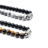 Men's Tiger Eye Chakra Necklace 6mm Beads Stainless Steel Chain