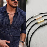 Men's Wax Rope Braided Leather Necklace, 21-30 Inch