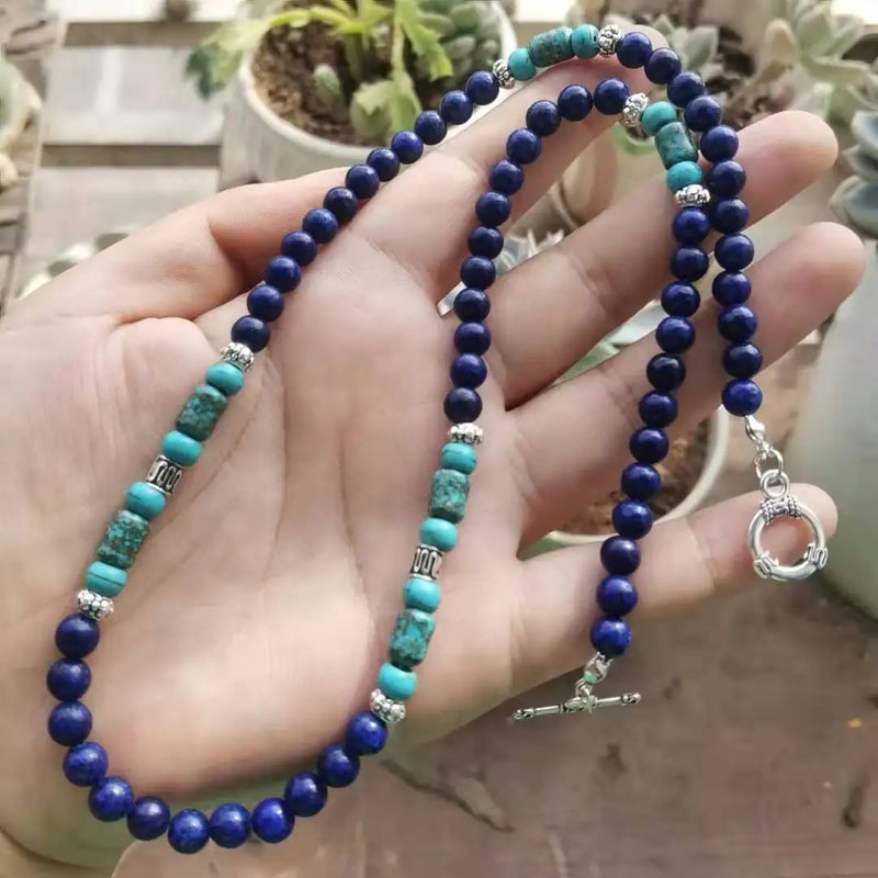 Lapis Lazuli and Larimar Men's Necklace