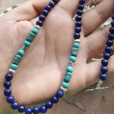 Lapis Lazuli and Larimar Men's Necklace