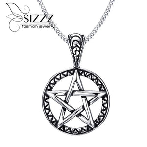 Men's Stainless Steel Pentagram Pendant Necklace
