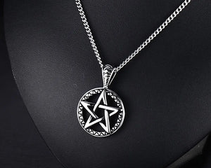 Men's Stainless Steel Pentagram Pendant Necklace