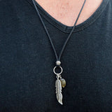 Men's Turquoise Feather Leather Necklace