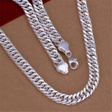 Men's 10mm Cuban Link Chain Silver Necklace 20inch Long