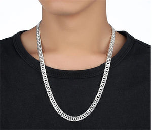 Men's 10mm Cuban Link Chain Silver Necklace 20inch Long
