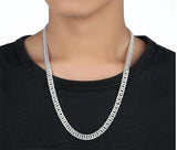 Men's 10mm Cuban Link Chain Silver Necklace 20inch Long
