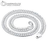 Men's 10mm Cuban Link Chain Silver Necklace 20inch Long