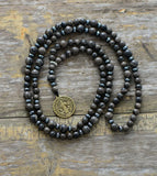 Men's Hematite Rosary Necklace with Jesus Pendant