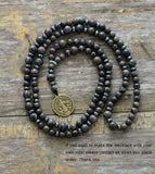 Men's Hematite Rosary Necklace with Jesus Pendant