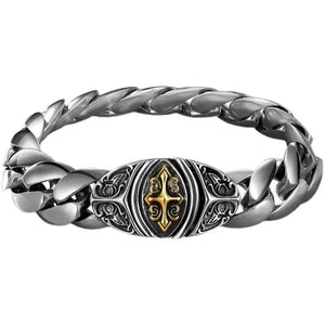 Men's Silver Cross Copper Bracelet Cuban Chain Charm Party Jewelry