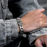 Men's Silver Cross Copper Bracelet Cuban Chain Charm Party Jewelry