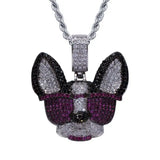 Men's Crystal Zircon Eyes Puppy Pendant Necklace