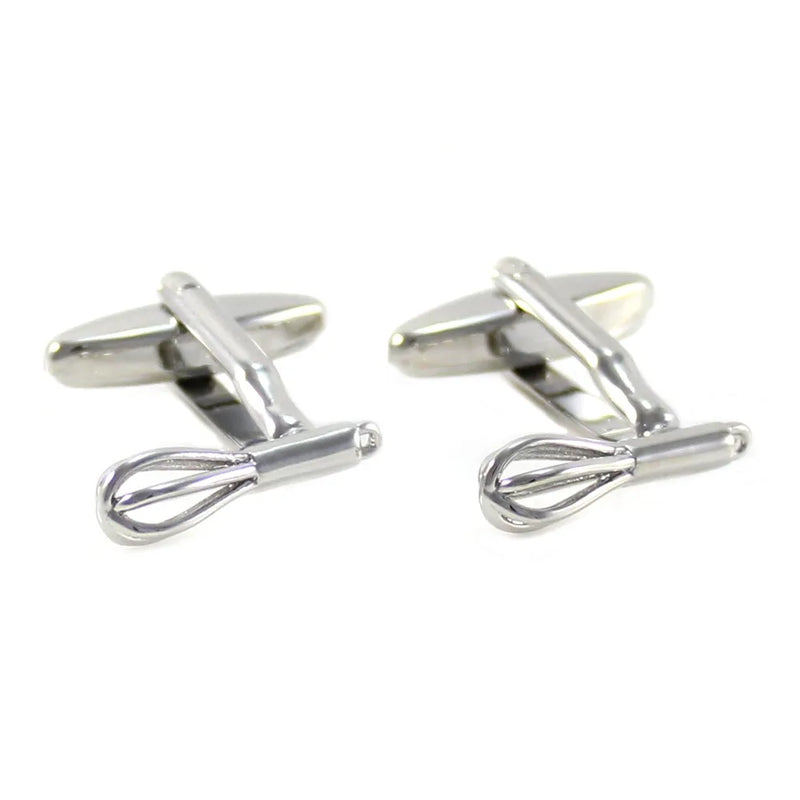 Novelty Silver Whisk Cuff Links Egg Beater Kitchen Tool Cuff Links