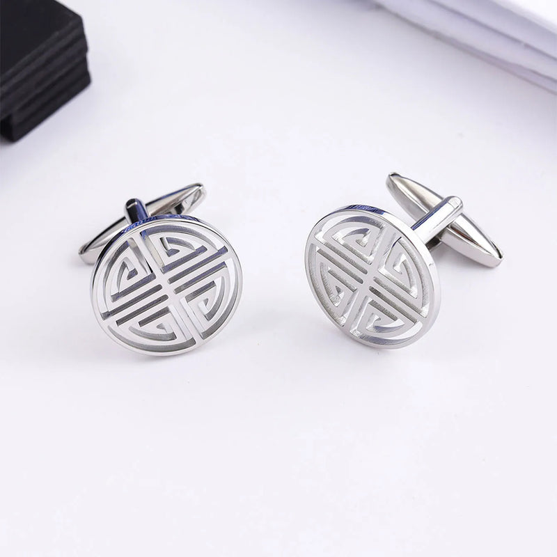 Men's Stainless Steel Floral Cufflinks