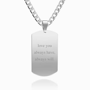 Men's Personalized Photo Engraved Tag Necklace Stainless Steel