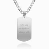 Men's Personalized Photo Engraved Tag Necklace Stainless Steel