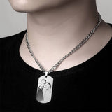 Men's Personalized Photo Engraved Tag Necklace Stainless Steel