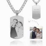 Men's Personalized Photo Engraved Tag Necklace Stainless Steel