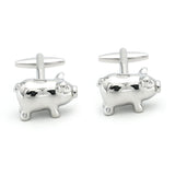 Men's Piggy Bank Cufflinks Novelty Pig Silver Brass Cuff Links