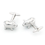 Men's Piggy Bank Cufflinks Novelty Pig Silver Brass Cuff Links