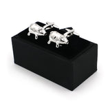 Men's Piggy Bank Cufflinks Novelty Pig Silver Brass Cuff Links
