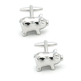Men's Piggy Bank Cufflinks Novelty Pig Silver Brass Cuff Links