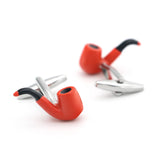 Men's Pipe Cuff Links Orange Copper Cufflinks & Box
