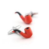 Men's Pipe Cuff Links Orange Copper Cufflinks & Box
