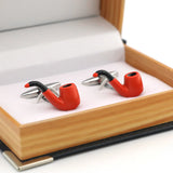 Men's Pipe Cuff Links Orange Copper Cufflinks & Box