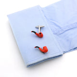 Men's Pipe Cuff Links Orange Copper Cufflinks & Box