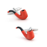 Men's Pipe Cuff Links Orange Copper Cufflinks & Box