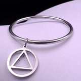 Men's Stainless Steel Smooth Cuff Bangle Bracelet with Triangle Charms