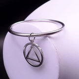 Men's Stainless Steel Smooth Cuff Bangle Bracelet with Triangle Charms